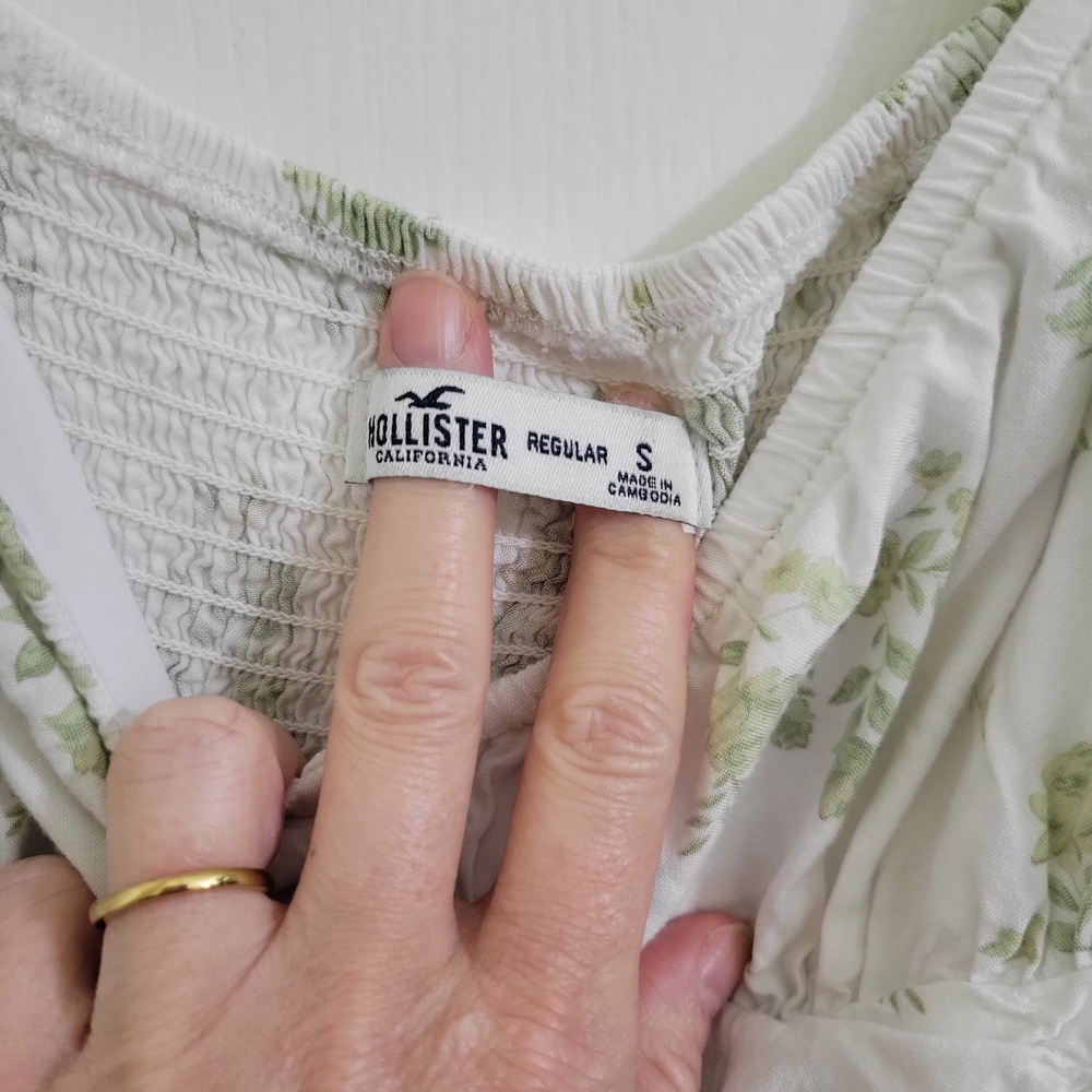 Hollister White Dress with Green Floral Design - Picture 5 of 5